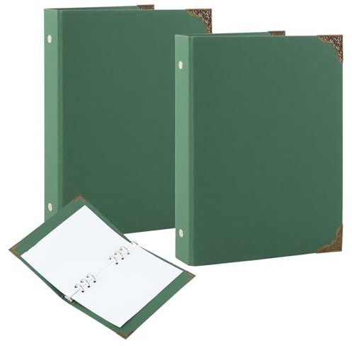 Dzmuero A5 Ringbuch 6 Ringe, 2 Stück Ringbuch A5 Nachfüllbar, Ordner zum Hinzufügen von Broschüren-Cover, Papiere, Lose Blätter (Grün)