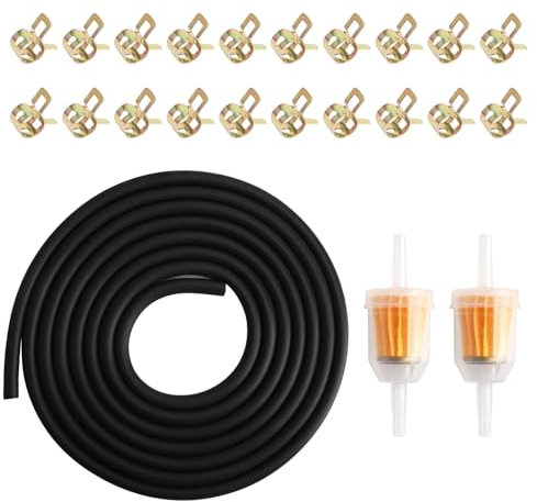 ZMDMAH tubo gasolina moto 3 m, 5 mm, tubo gasolina, manguera de aceite, manguera diesel para cortacésped, moto, coche, tractor, motores pequeños con 20 abrazaderas de manguera y 2