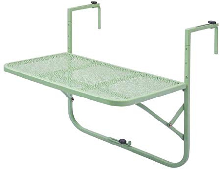 ACRaBoss Outdoor Wall-Mounted Balcony Railing Adjustable Hanging Table Iron Hanging Folding Garden Table 60 * 40Cm Green