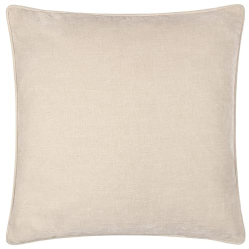 Yard Heavy Chenille Cushion Cover (Linen, 50 x 50 cm) | Soft Velvet Piped Decorative Case