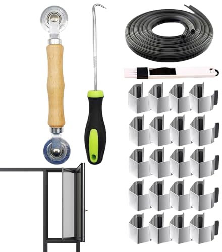 Kit Di Riparazione Porte Zanzariere | Kit Riparazione Schermo 24X per Porte Scorrevoli,Kit Ferramenta per Casa Giardino Esterno Portico Garage Cancello