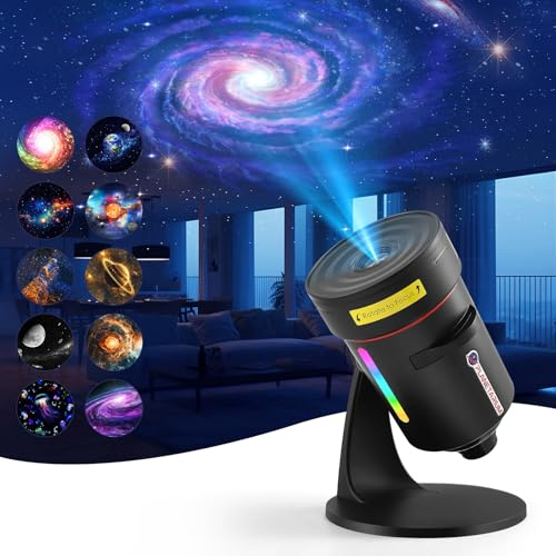Proiettore di galassie Trsaow, lente per proiettore di stelle, 10 scenari realistici di nebulose, luci per stanze, luce notturna a 7 colori sfumati con manopola regolabile e timer