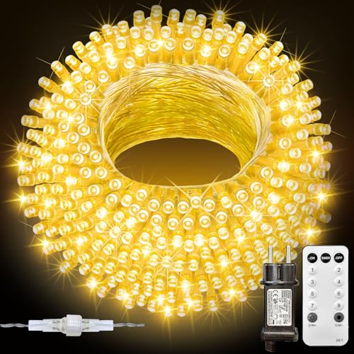 LED Lichterkette Innen Außen,500LED 50M Lichterketten Weihnachtsbaum mit Fernbedienung und Timer, 8 Modi IP44 Wasserdicht LED Lichterkette Warmweiß,für Weihnachten, Halloween, Party, Hochzeit
