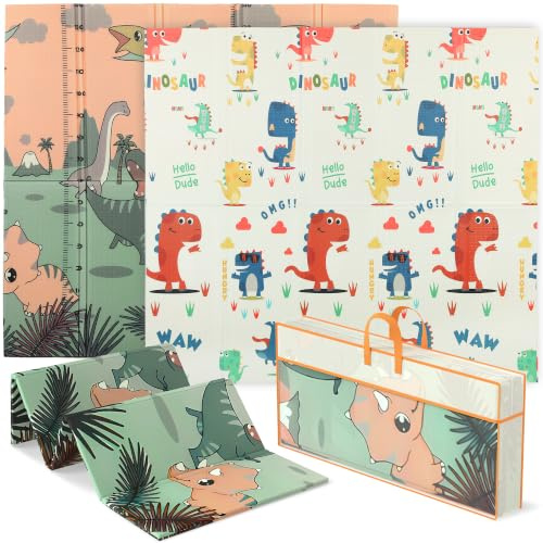 AIYAPLAY Baby Play Mat Foldable 196 x 176 x 1.5cm Dinosaur Theme | Double Sided, Reversible Activity Playmat, Waterproof Kids Foam Crawling Mat, for Outdoor Indoor Picnics
