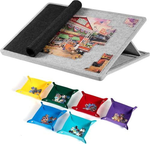 Faltbares Puzzlebrett mit Verstellbarem Ständer und Schützender Abdeckung | Leichtes Puzzlebrett Filz für Erwachsene und Kinder - Tragbarer Puzzle Table für bis zu 1000 Puzzlestücke