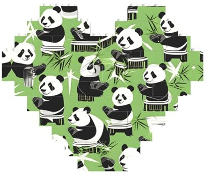 Art Brick Puzzle Herzform Panda Bambus Druck 3D Puzzle Bausteine 30 Stück DIY Entspannendes Geschenk