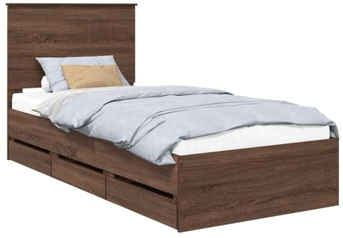 vidaXL Bettrahmen Braun Eichen-Optik 90 x 190 cm Ingenieurs Holz