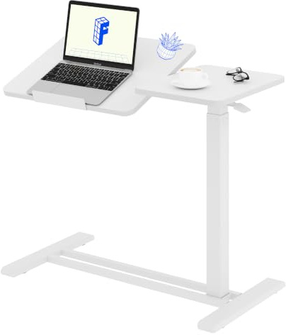 FLEXISPOT Beistelltisch höhenverstellbar mit Rollen, stufenlose Gasfeder | Computertisch/Nachttisch/Couchtisch/Betttisch mit neigbarer Tischplatte, passt unter Sofa und Bett, mobiler Tisch 80×40cm