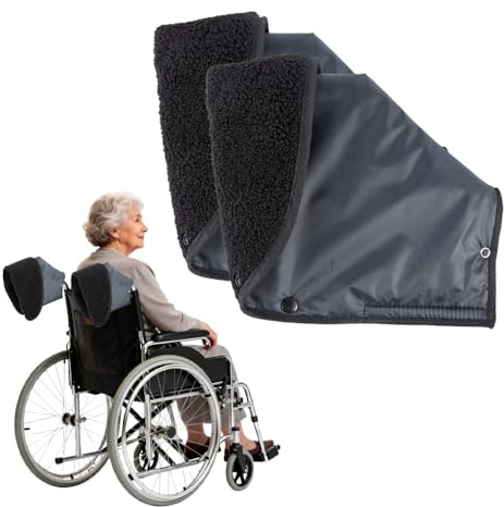 WEESTAAMO Rollator Handschuhe Winter (1 Paar) - Wasserdichter Handwärmer für Rollator & Rollstuhl, Winddichte Fleece Handschuhe Befestigung am Griff, Rollstuhlzubehör für Senioren (Schwarz)