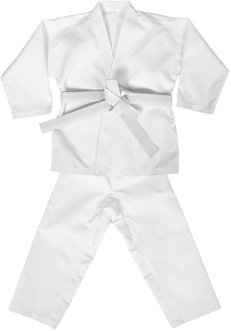SOLUSTRE Karate Uniform Set for Men and White Thickened Martial Arts Outfit with Belt Taekwondo Training Suit Suitable for Adults