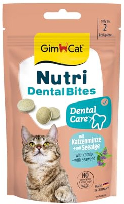 GimCat Nutri Dental Bites - Leckerer Snack mit Einer gezielt abgestimmten Rezeptur für das Wohlbefinden Deiner Katze - 1 Beutel (1 x 40 g)