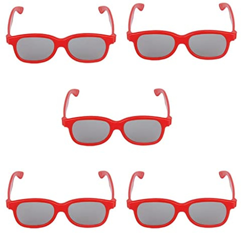 Occhiali polarizzati circolari 3D per bambini, confezione da 5, per televisori 3D passivi, montatura in ABS rosso, leggeri e resistenti