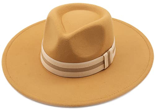 LYGBAOFUL Männer Frauen Winter Wolle Fedoras Kappe 9 cm Große Breite Krempe Hochzeit Kirche Jazz Hüte