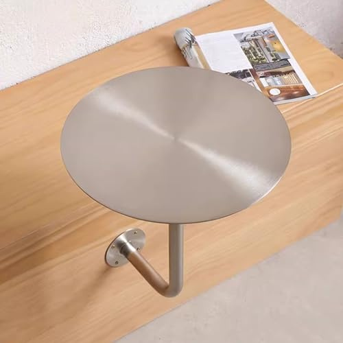 Runt väggmonterat bord rostfritt stål, flytande sidoställ skrivbord för inomhus-kafé-bar utomhus, utrymmesbesparande minimalistiskt runda bord i metall för matsal