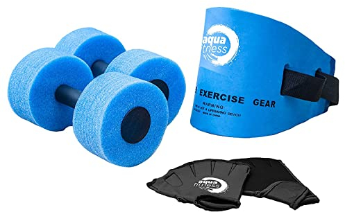 Aqua LEISURE Aqua Fitness Trainingsset – 6-teiliges Wassertrainingsset für Aerobic-Übungen, Barbells und Workout-Routine