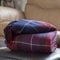 Lavish Home Throw Blanket - Cashmere-Like Blue/Red Plaid