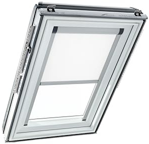 Original Roto Blackout Roller Blind ZRV Electric Almost Full Blackout Guide Rail Silver for Roto Designo R6/R8, i8 and Classic 64/84 Roof Windows with Size 134/098 | 13/09 Colour White