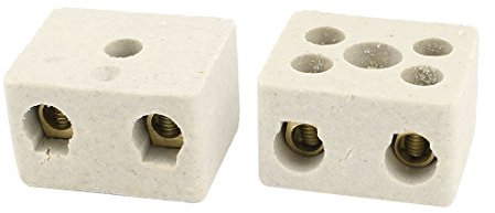 sourcing map 2 Via 380V 30A Ceramica Terminale Blocchi Alta Temperatura Ceramica Connettori 2pz