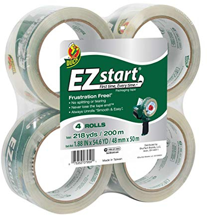 Duck Brand EZ Start Packband, Nachfüllpackung, 4 Rollen, 4 cm x 54 m, transparent (280068)