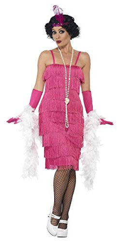 SMIFFYS Costume Flapper, Rosa, Abito lungo, fascia per capelli e guanti