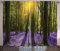 ABAKUHAUS Urwald Rustikaler Gardine, Bluebell Blüten, Schlafzimmer Kräuselband Vorhang mit Schlaufen und Haken, 280 x 225 cm, Violett Grün