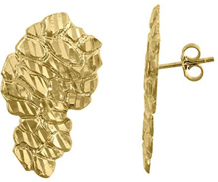 10 Karat Gold DC Nugget Herren 15,4 mm x 26,6 mm Push Back Ohrstecker Schmuck Geschenke für Männer – höherer Goldgrad als 9 Karat Gold