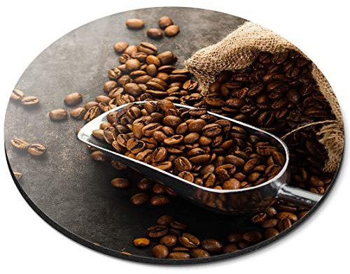 Bag of Coffee Beans and Scoop - Flexible Round 5mm Rubber Mouse Mat Pad Office Home Novelty Printed Desk Accessory 21406