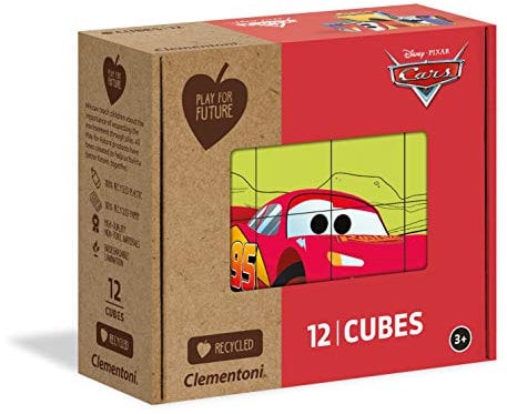Clementoni - 45001 - Cubes Play For Future - Disney Pixar Cars - 12 pieces - Made in Italy - 100% recycled materials, jigsaw puzzle for kids