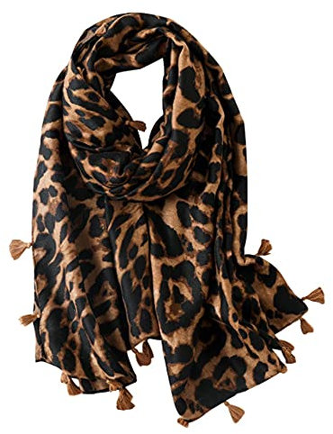 FAIRYGATE Ladies Scarf Women's Leopard Long Scarves Neck Scarfs Shawl Wrap Gift for Women Animal Print 19226