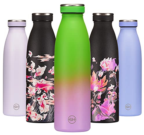 B2DO for GH Bouteille d'eau Isotherme 500ml Lime Lime | Gourde métallique réutilisable en acier inoxydable à double paroi sous vide | Gourde INOX isotherme de sport | Bouteille isotherme sans BPA