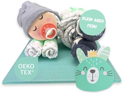 Windeltorte.com – Windelbaby Neutral | Windeltorte in Grün - inkl. 16 LILLYDOO Windeln | Geschenk zur Geburt | Taufgeschenk | Geschenk zur Babyparty – Handgefertigte Windeltorte (Neutral)