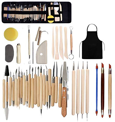 43-teiliges Modellierwerkzeug, Clay Sculpting Tools, Keramikwerkzeug, Schnitzwerkzeuge, Skulptur, Modellierung, für Skulptur, Ton, Malerei, Stein, Modelliermasse, Prägung, Nail Art, DIY