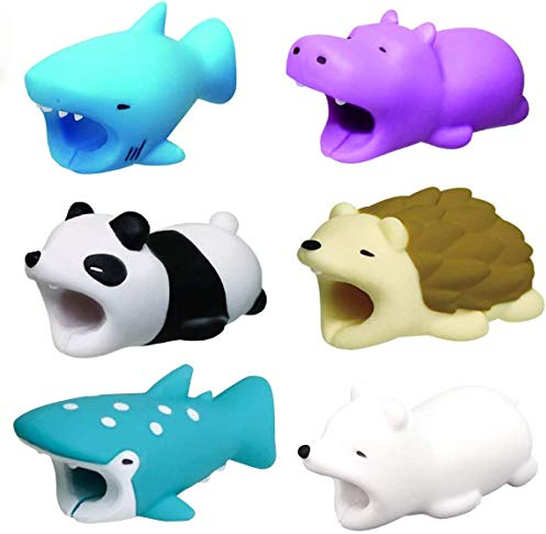 6 Pcs Cute Animal Bites Cable Protector, Prevents Breakage Cable Cord Saver Case for Your Mobile Phone, Various Animal Cable Chewers Cable