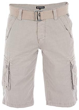riverso Kurze Hosen Herren Cargo Shorts mit Gürtel Regular Fit RIVAnton Cargoshorts Sommer 100% Baumwolle, (W 33, Light Beige)