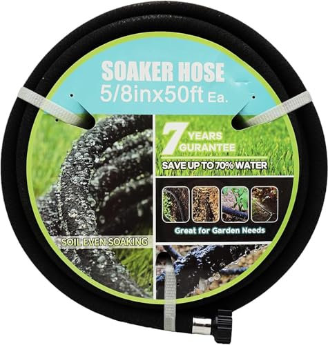 Aurssa Tropfschlauch mit Anschluss, 1,6 cm Durchmesser, 7,6 m, 1,5 m, 1,5 m, schwarzer Gartenwasserschlauch für Blumenbeete und Rasen, leichter Schlauch (15,7 m)