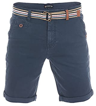 riverso Kurze Hosen Herren Chino Shorts Kurz mit Gürtel Regular Fit RIVKlaas Chinoshorts Bermuda Stretch, Größe:W 34, Farbe:Dark Blue (59400)