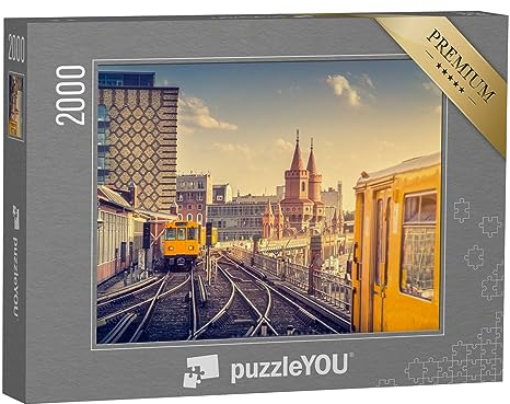 puzzleYOU: Puzzle 2000 Teile „Berliner U-Bahn mit Oberbaumbrücke bei Sonnenuntergang, Deutschland“ – aus der Puzzle-Kollektion Berlin, Städte, Deutschland, Deutsche Städte, Deutsche Großstädte