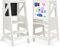 Dripex Torre di Apprendimento per Bambini, Torre Montessoriana in Legno, Learning Tower con Lavagna Magnetica Bifacciale, Regolabile, Sicurezza, Realizzato in legno di alta qualità (Bianco - Classico)