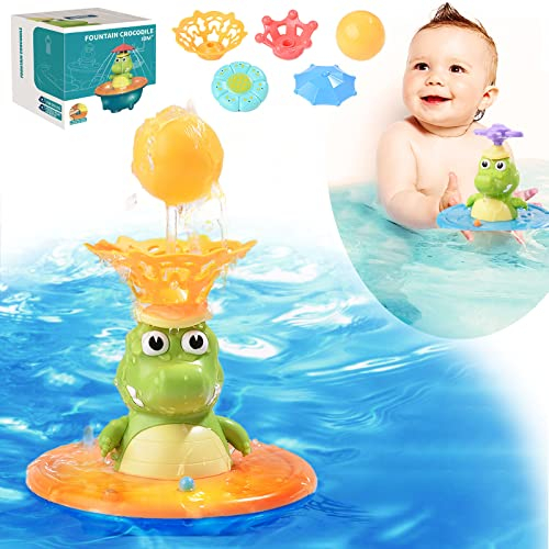 Baby Badespielzeug, Krokodil Induction Schwimmende Baden Spielzeug mit Licht, für 1-6 Einjährige Jungen Mädchen Kinder Pool Wal Badewannenspielzeug ab 1 Jahr Baby Kinder Kleinkinder Geschenk