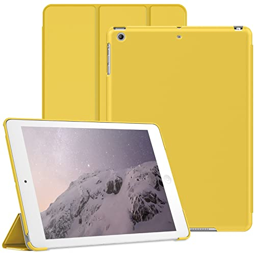 JETech Funda para iPad Air 1 9,7 Pulgadas (2013 Modelo, 1ª Generación), Carcasa Trasera Dura Protectora, Cover con Soporte para Tableta de Tacto Suave, Auto-Sueño/Estela (Amarillo)