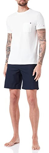Tommy Hilfiger SS Tee Woven Short Set UM0UM02811 Pigiama, Viola (Ecru/Desert Sky), S Uomo