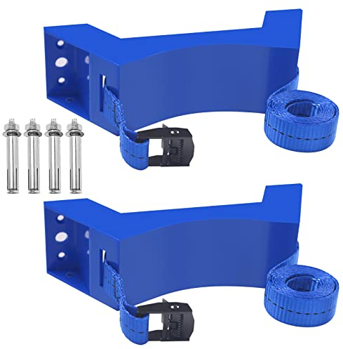 Cylinder Wall Mounted Bracket, Propane Tank Bracket Nitrogen Gas Cylinder Holder, with Screws and Safety Chain Supported 59inch, Suitable for On-The-Go OTG, Rv Water Softener (Blue)
