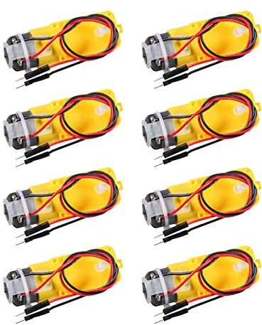 ALMOCN TT DC Getriebemotor Doppelwelle 3-6V Getriebemotor 200RPM Verhältnis 1:48 Wellenmotor mit 2,54 mm Draht für Arduino Smart Car Roboter 8 Stück