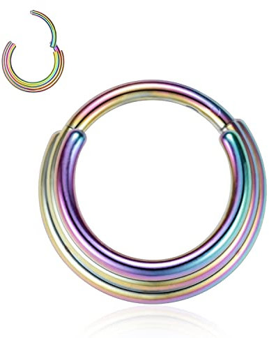 YEBOCIYO Conch Piercing 10mm Septum Nose Daith Piercing Ring 16G Helix Piercing Knorpel Ohrring Tragus Piercing Nasenring Lip Eyeborw Piercing Nippelpiercing Regenbogen