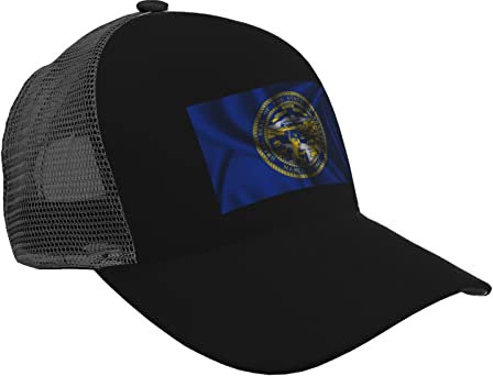 Baseballkappe Silk Style Flag of Nebraska Baseball Cap Breathable Curved Brim Mesh Caps Sun Visor Hip-Hop Hat Adjustable Trucker Hats