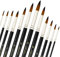 12 Pièces Nylon Pinceaux Peinture Acrylique Professionnel, Artiste Pinceau Set pour Aquarelle Gouache Peinture à l'huile, Art Paint Brush Ronds Pointus Langue de Chat Ovale Lavage (Noir)