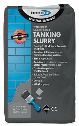 Bond It Tanking Slurry Grey 20Kg Bucket Tub Waterproofer Damp Proofing Masonry Cement retaining walls, and tanks-Grey