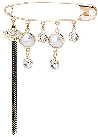 Wassertropfen Kristall Gold Sicherheitsnadel Evil Eye Brosche Anhänger Strass Kristall Brosche Pin für Frauen Männer Kleidung mit Quaste Kette