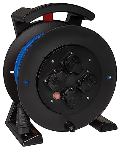 Jumbo-Kabeltrommel 2.0 30m H07BQF 3G1,5 qmm blau 4 Schutzkontakt-Steckdosen