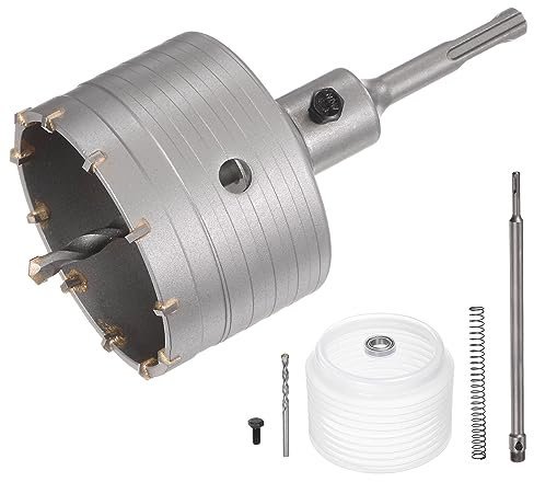 sourcing map Scie-cloche à béton à tige ronde en carbure de tungstène de 90 mm de diamètre pour béton, ciment, brique, mur de pierre